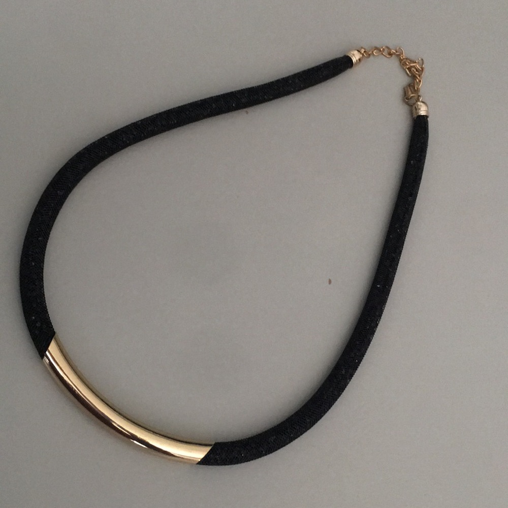 Gold-tone and black necklace